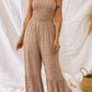 PRE-ORDER Floral Spaghetti Strap Smocked Wide Leg Jumpsuit - Cheeky Chic Boutique