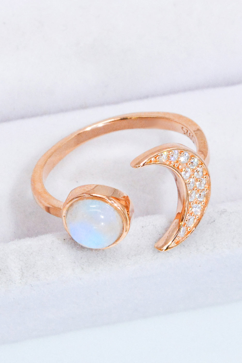 Natural Moonstone and Zircon Sun & Moon Open Ring - Cheeky Chic Boutique