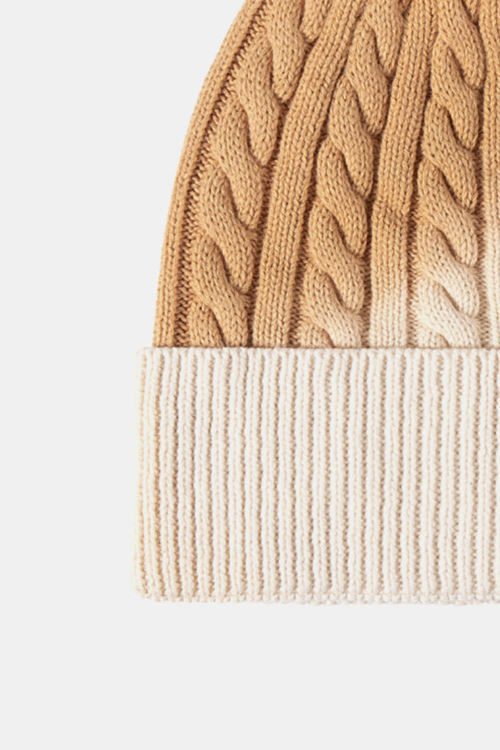 Contrast Tie-Dye Cable-Knit Cuffed Beanie - Cheeky Chic Boutique