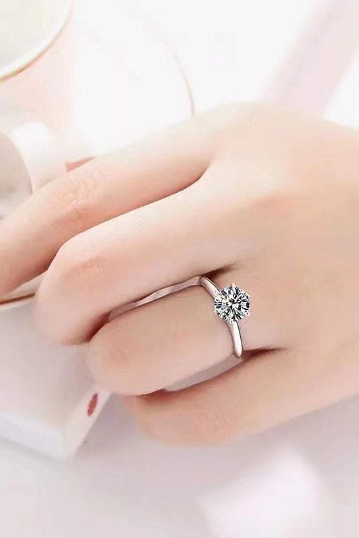 925 Sterling Silver 3 Carat Moissanite 6-Prong Ring - Cheeky Chic Boutique