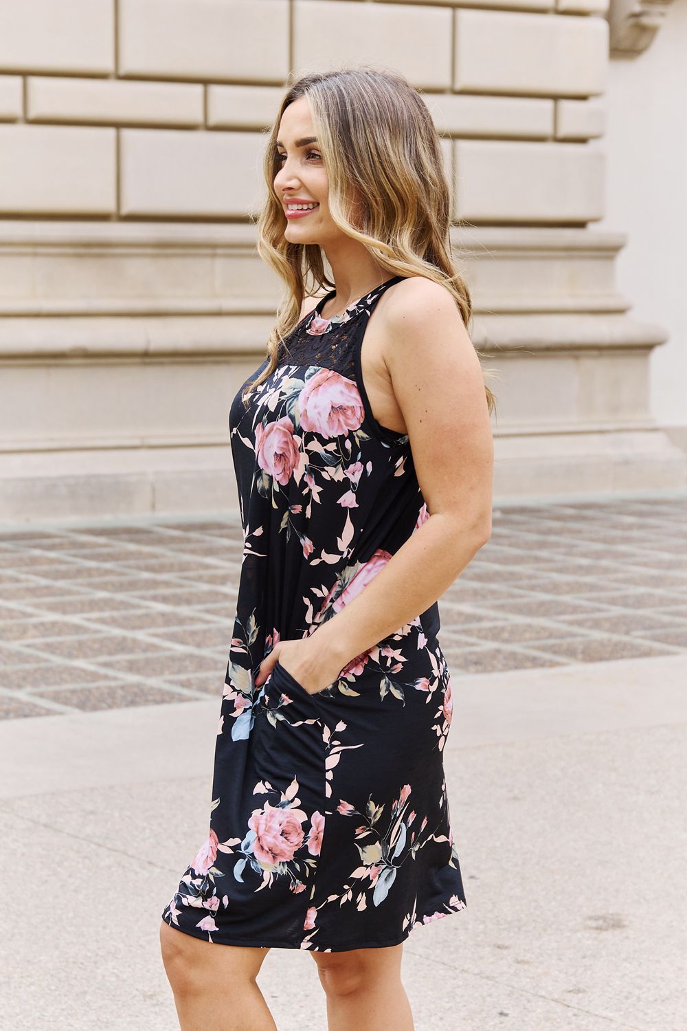 On A Journey Floral Lace Detail Sleeveless Mini Dress - Cheeky Chic Boutique