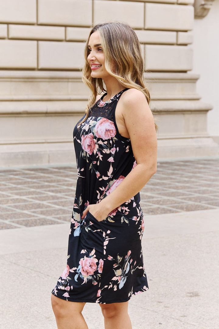 On A Journey Floral Lace Detail Sleeveless Mini Dress - Cheeky Chic Boutique
