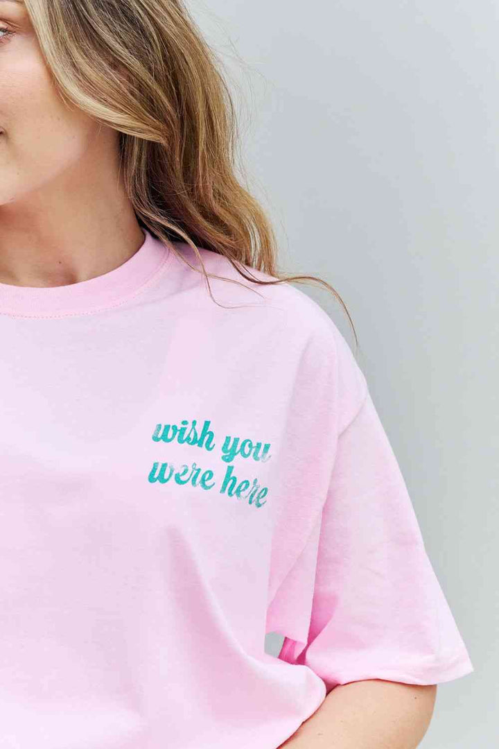 Sweet Claire "Wish You Were Here" Oversized Graphic T-Shirt - Cheeky Chic Boutique