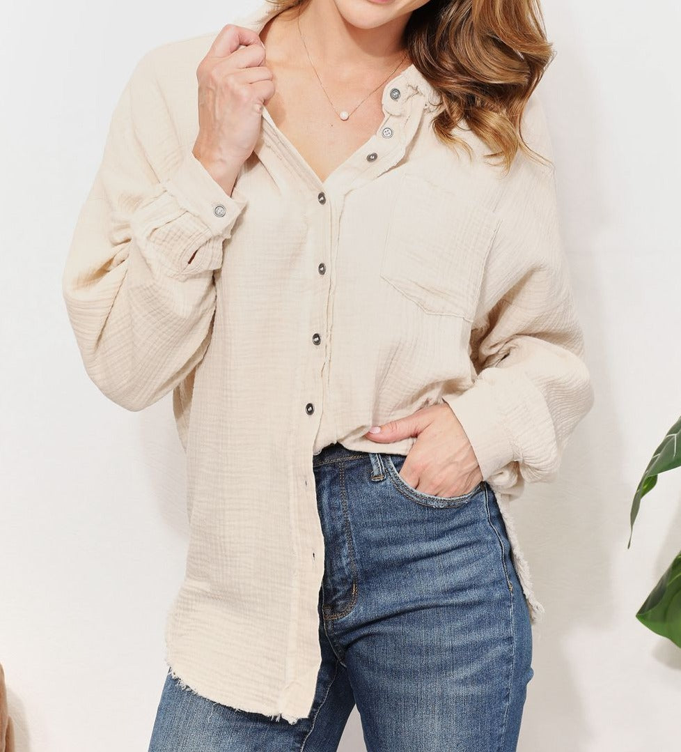 Take A Break Button-Up Shirt - Cheeky Chic Boutique
