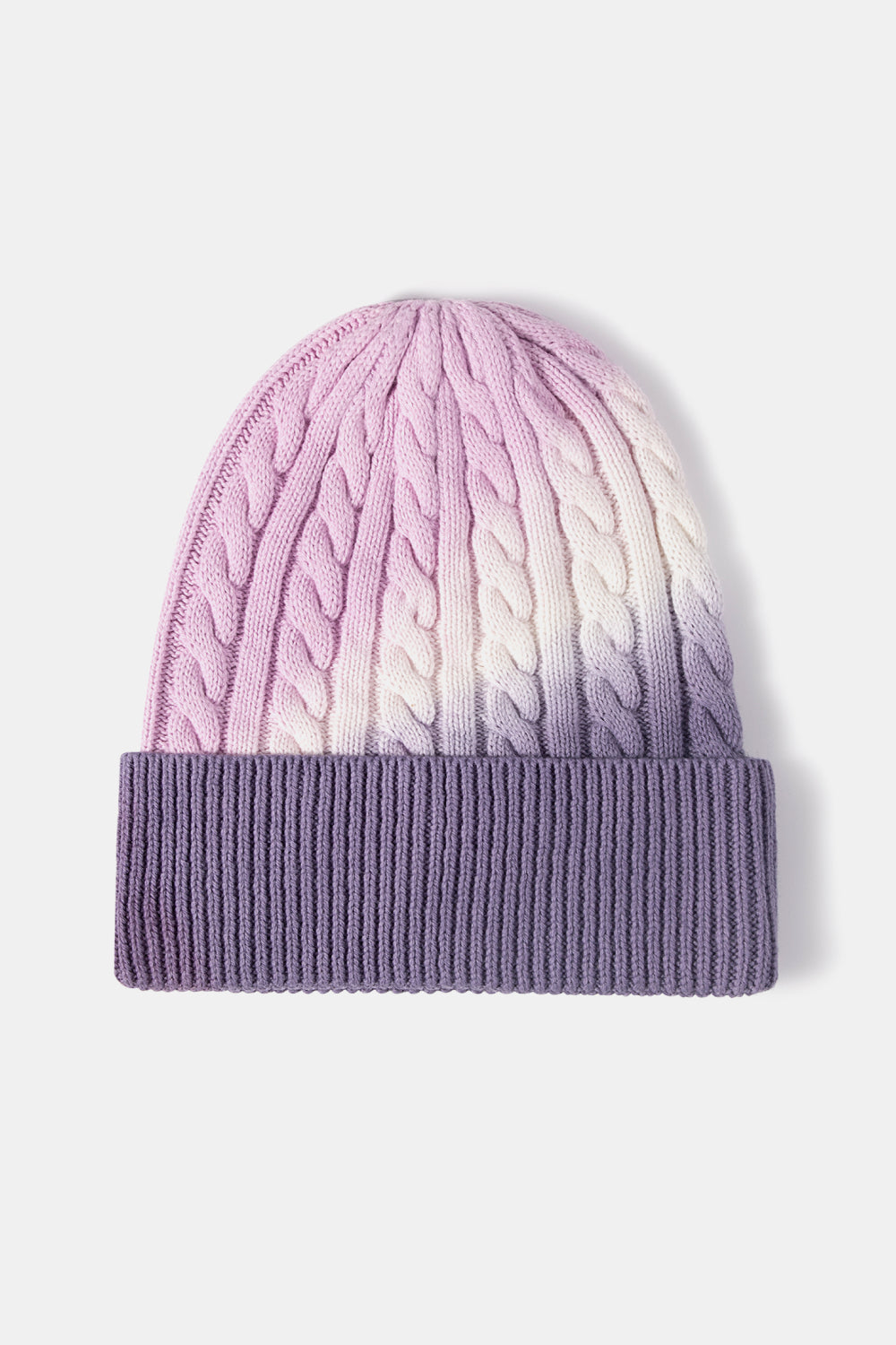 Contrast Tie-Dye Cable-Knit Cuffed Beanie - Cheeky Chic Boutique