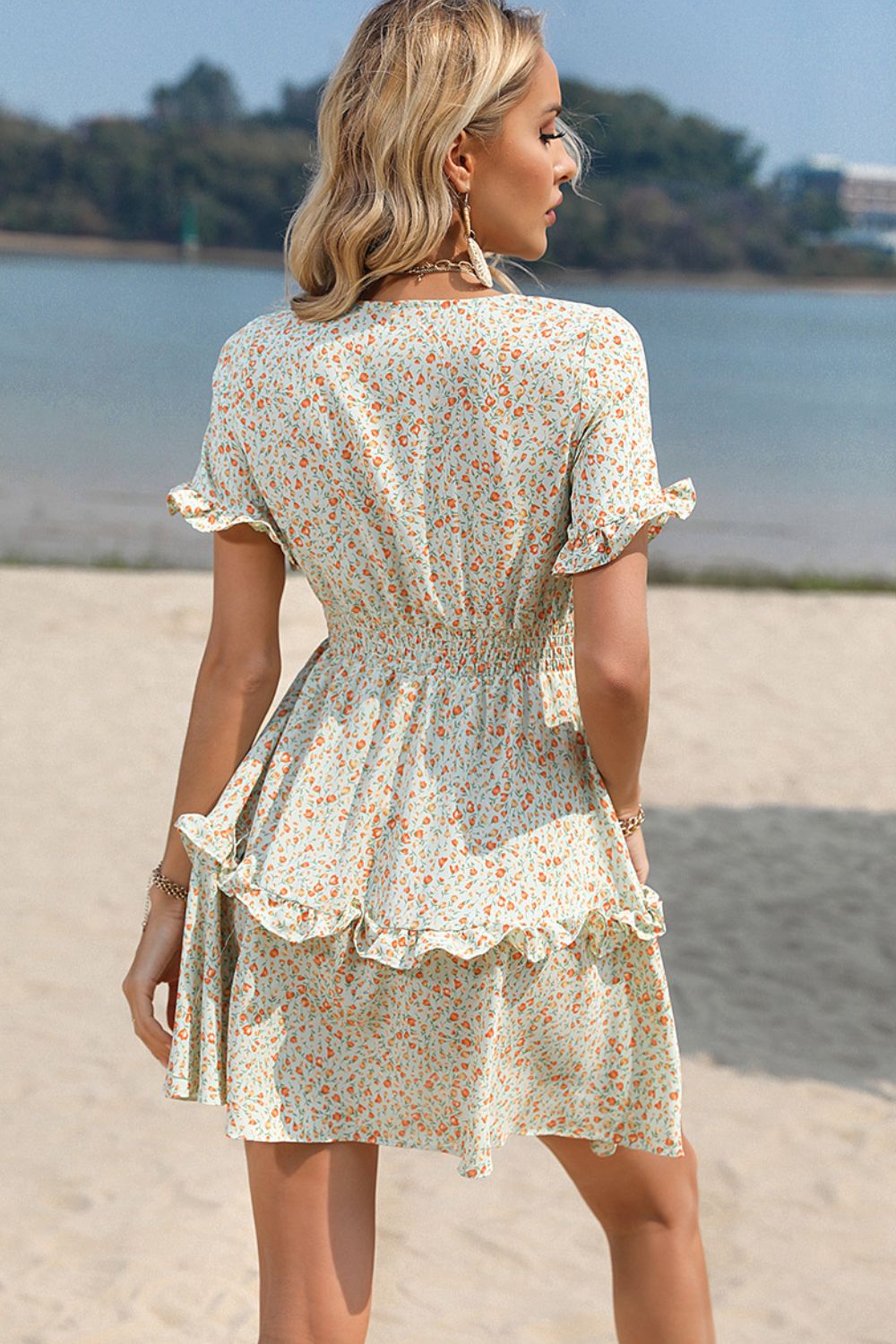 Floral Tie Front V-Neck Mini Dress - Cheeky Chic Boutique
