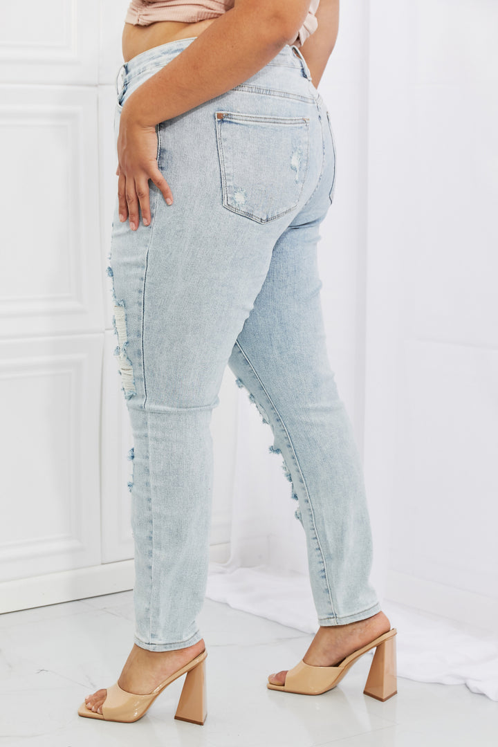 Judy Blue Tiana Full Size High Waisted Distressed Skinny Jeans - Cheeky Chic Boutique