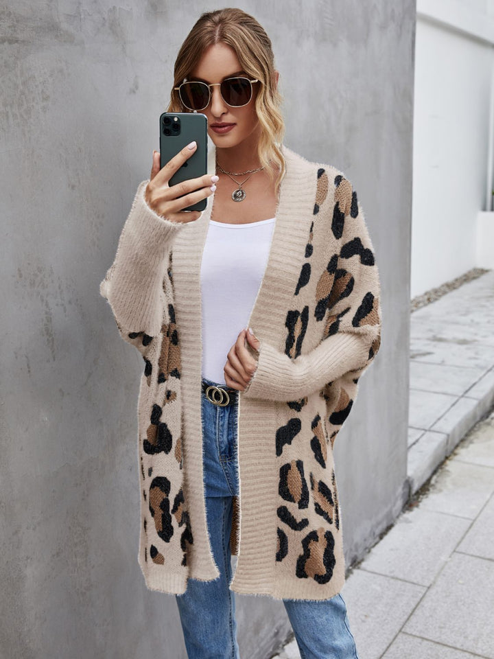 Leopard Pattern Fuzzy Cardigan - Cheeky Chic Boutique
