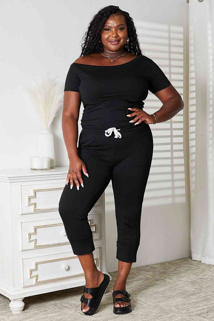 Double Take Asymmetrical Neck Tied Jumpsuit with Pockets - Cheeky Chic Boutique