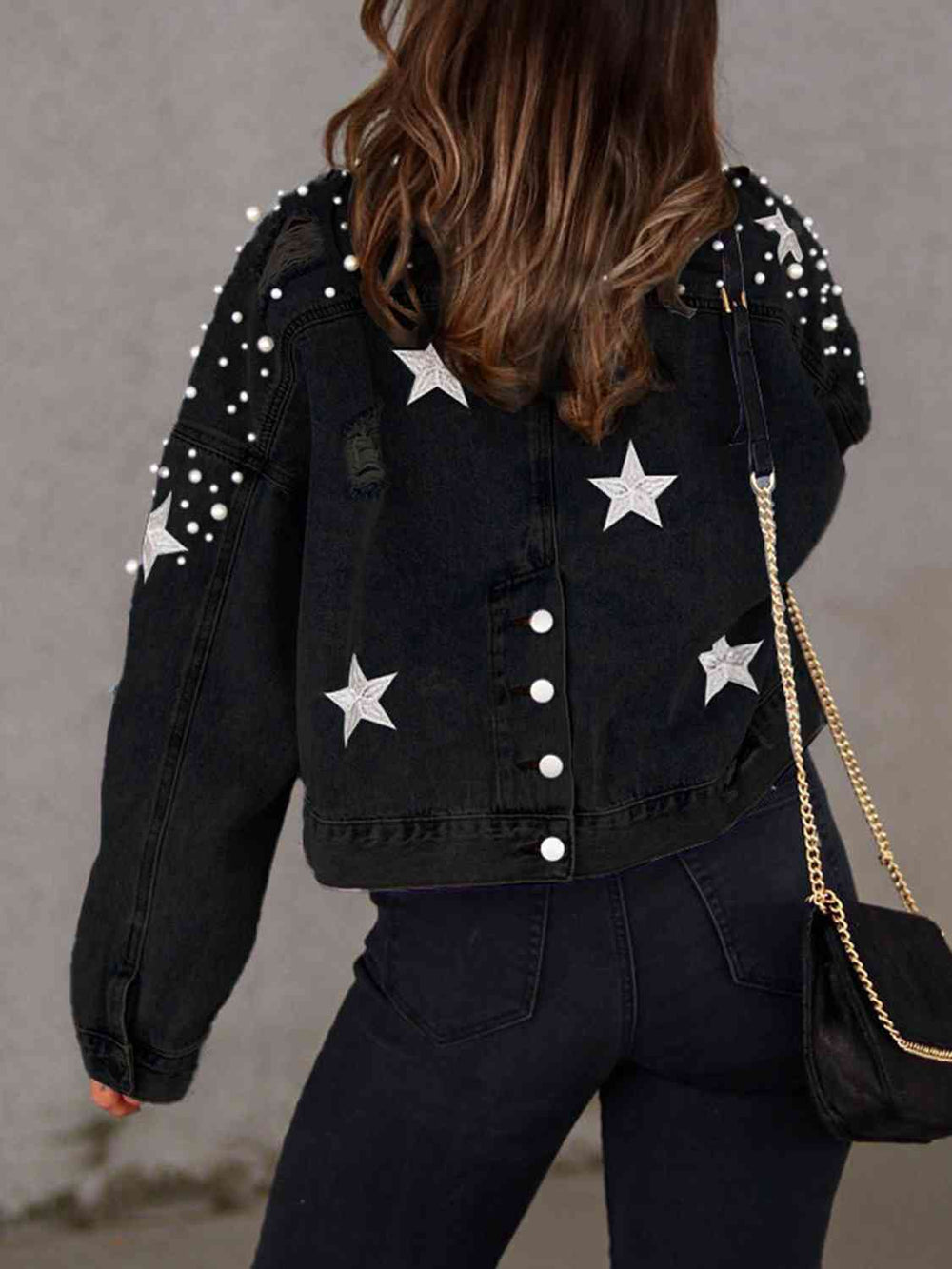 Night Out Pearl Denim Jacket - Cheeky Chic Boutique