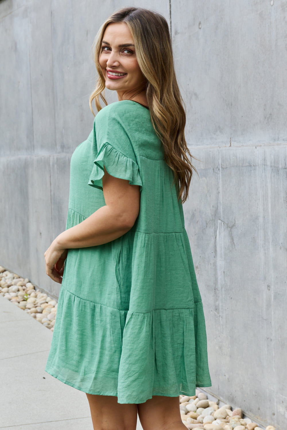 Sweet As Can Be Textured Babydoll Mini Dress - Cheeky Chic Boutique