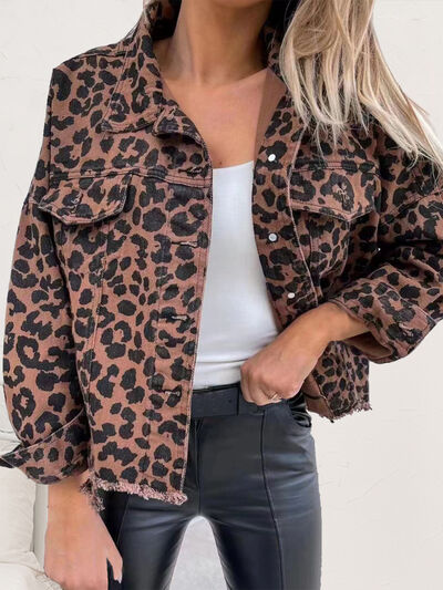 Take It or Leave It Leopard Denim Jacket - Cheeky Chic Boutique