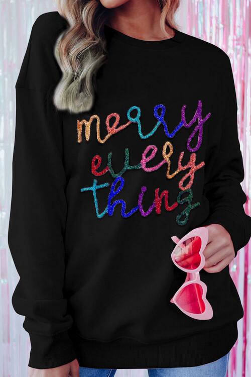 Merry Everything Colorful Graphic Sweatshirt - Cheeky Chic Boutique