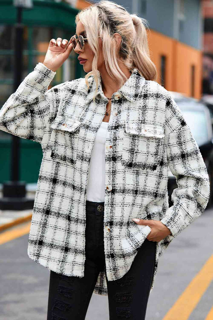 Toasted Marshmallow Plaid Shacket - Cheeky Chic Boutique