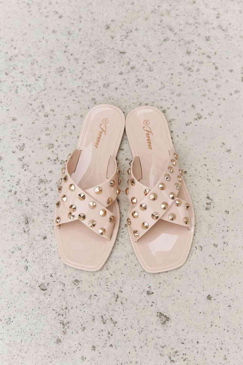 Forever Link Studded Cross Strap Slide Sandal - Cheeky Chic Boutique