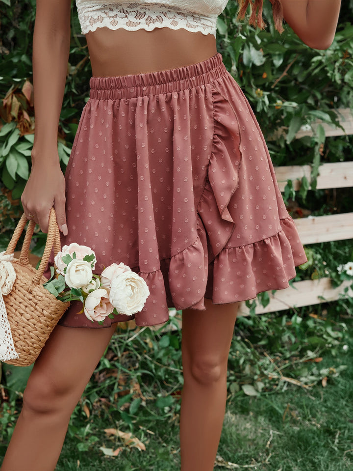 Ruffle Hem Elastic Waist Mini Skirt - Cheeky Chic Boutique