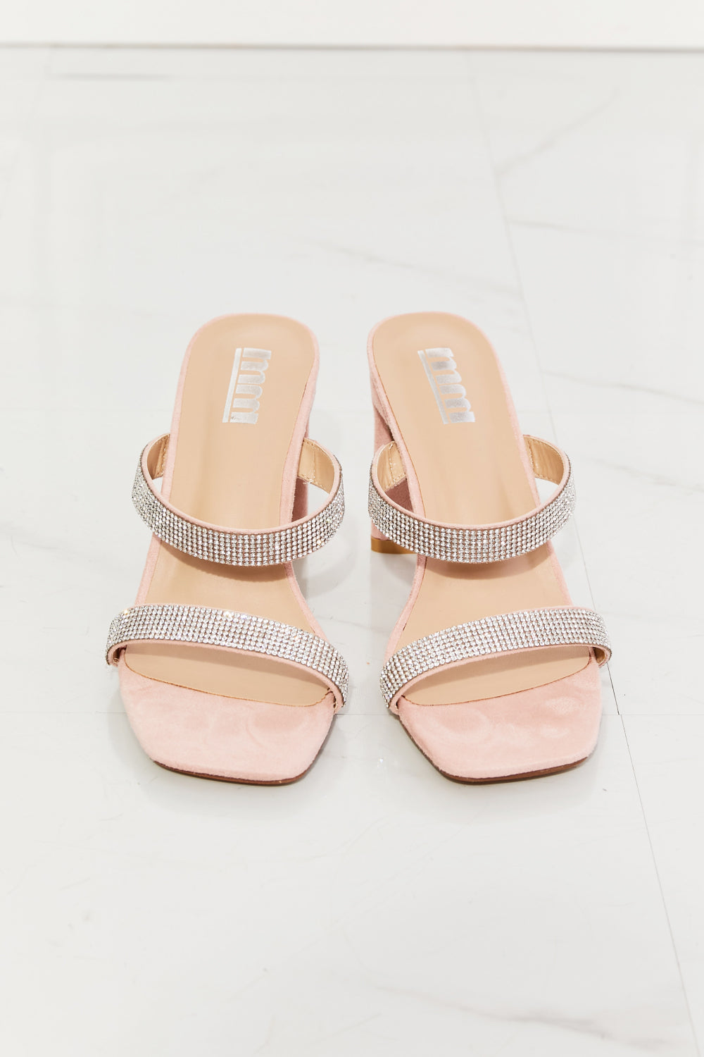 MMShoes Leave A Little Sparkle Rhinestone Block Heel Sandal in Pink - Cheeky Chic Boutique