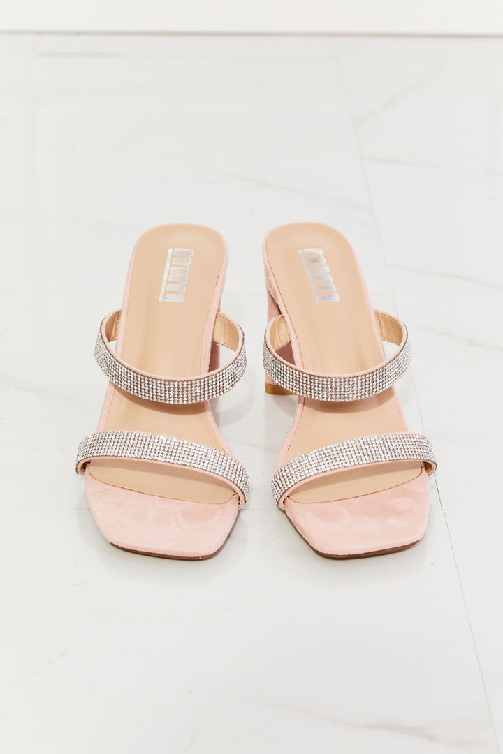 MMShoes Leave A Little Sparkle Rhinestone Block Heel Sandal in Pink - Cheeky Chic Boutique