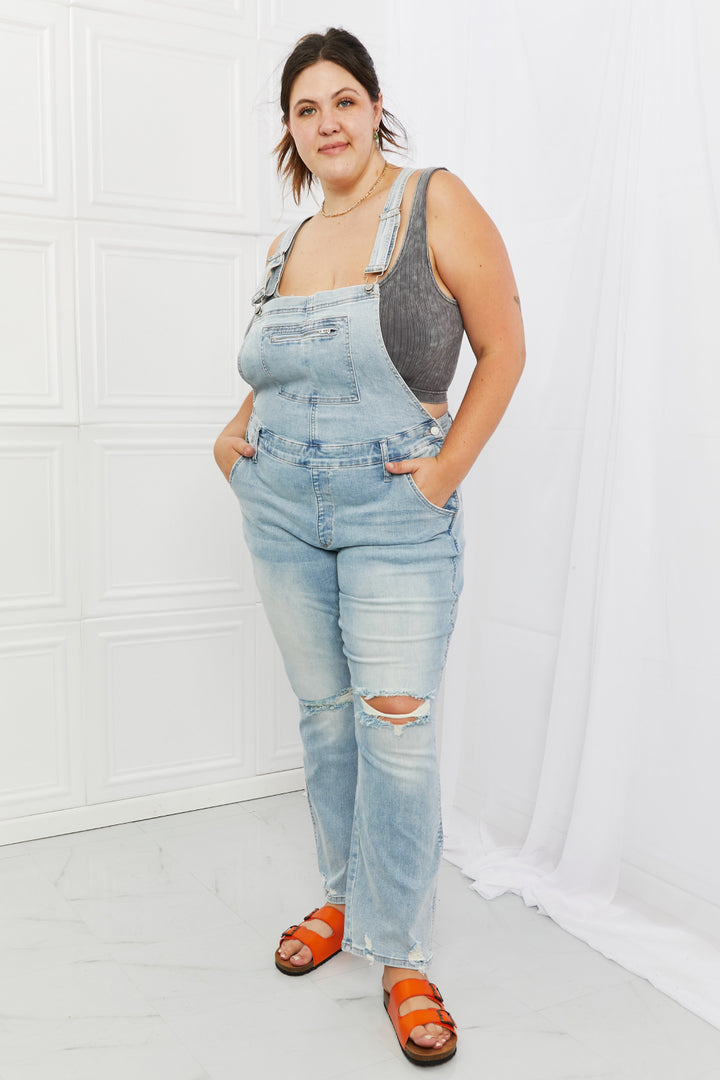 Judy Blue Melina Full Size Distressed Straight Leg Overalls - Cheeky Chic Boutique