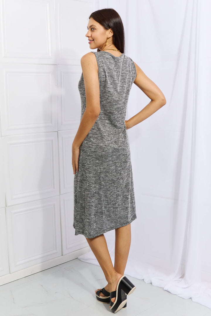 Meet Me Halfway Charcoal Midi Dress - Cheeky Chic Boutique
