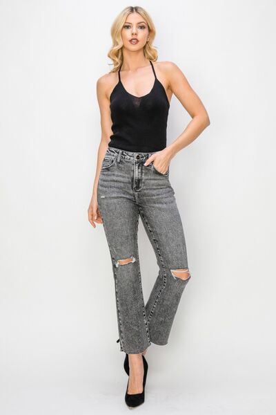 Next Level RISEN Distressed Straight Jeans - Cheeky Chic Boutique