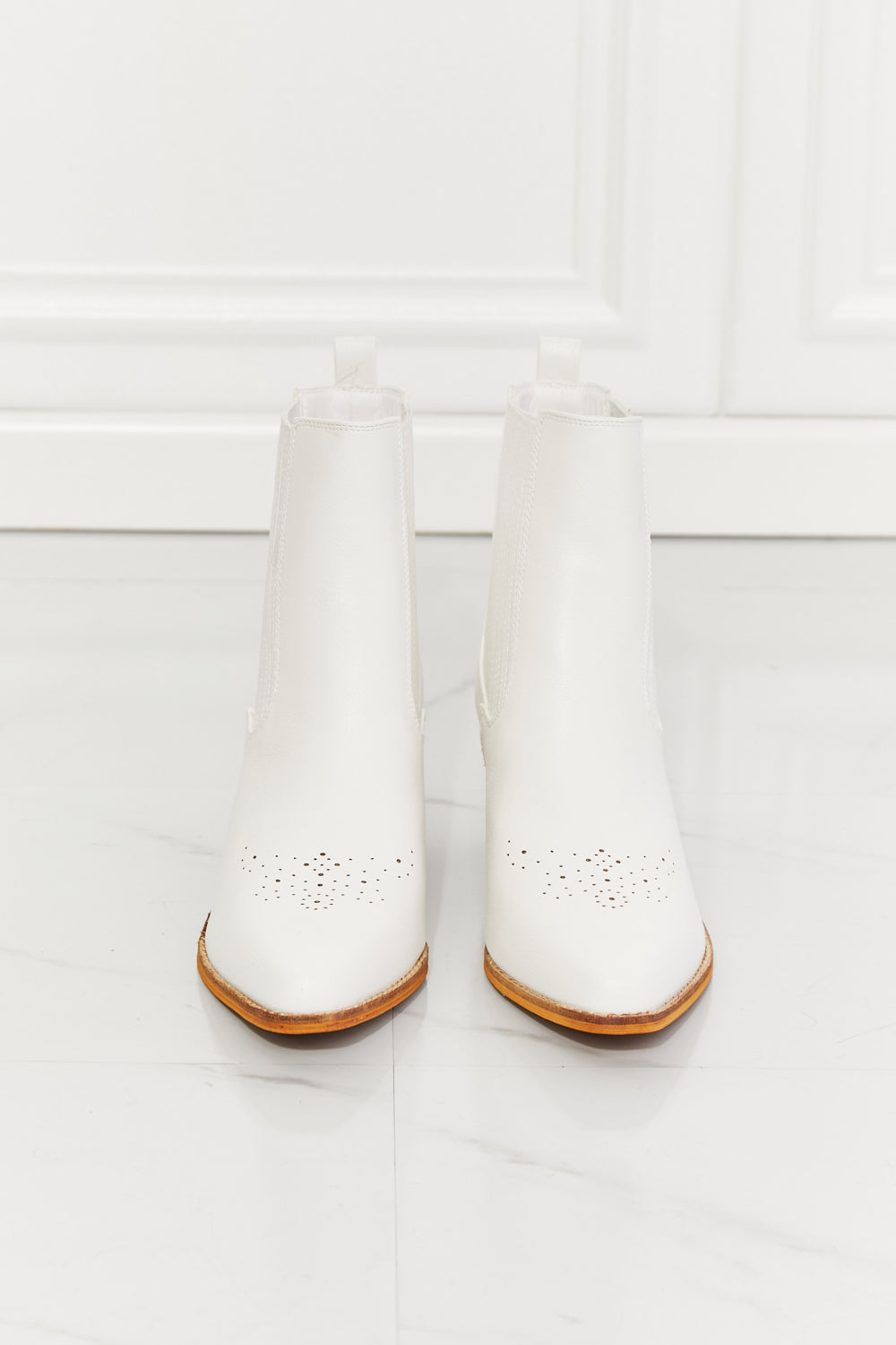 MMShoes Love the Journey Stacked Heel Chelsea Boot in White - Cheeky Chic Boutique