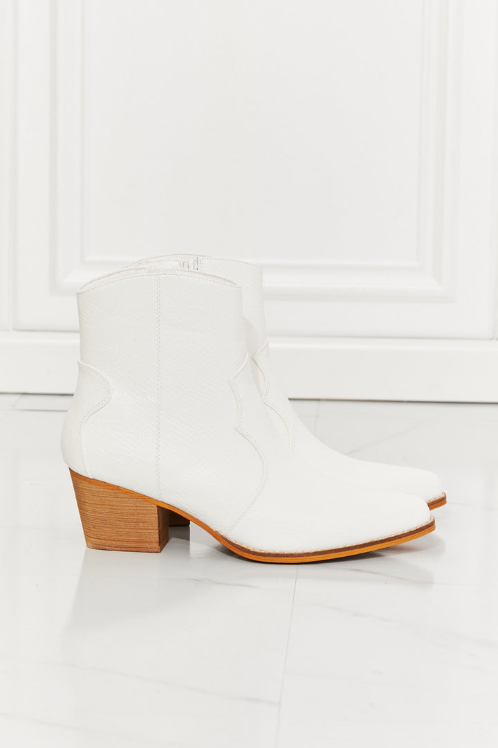 MMShoes Watertower Town Faux Leather Western Ankle Boots in White - Cheeky Chic Boutique