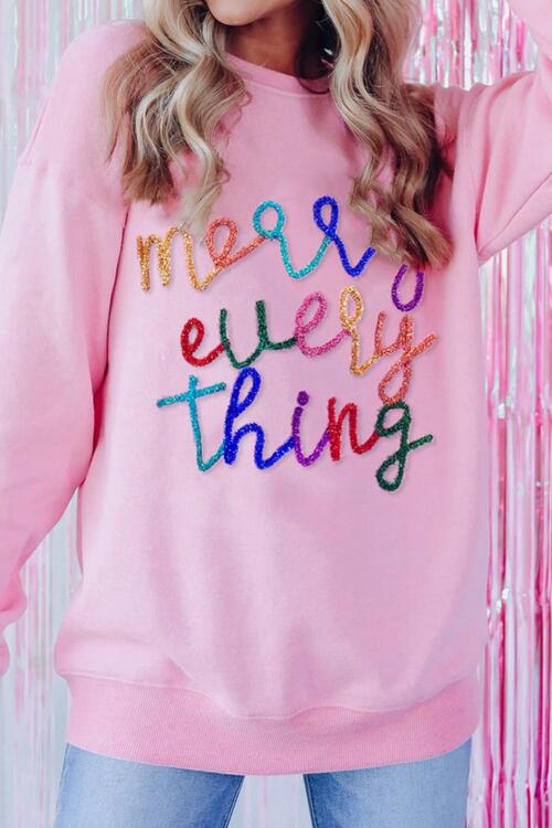 Merry Everything Colorful Graphic Sweatshirt - Cheeky Chic Boutique