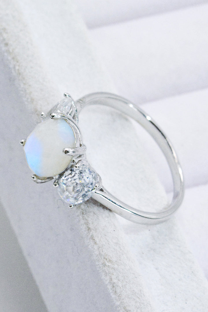 Natural Moonstone and Zircon Ring - Cheeky Chic Boutique