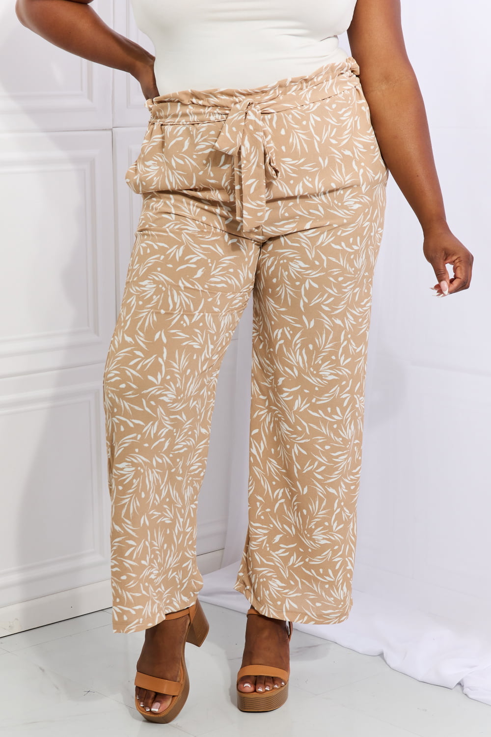 Right Angle Tan Geometric Pants - Cheeky Chic Boutique