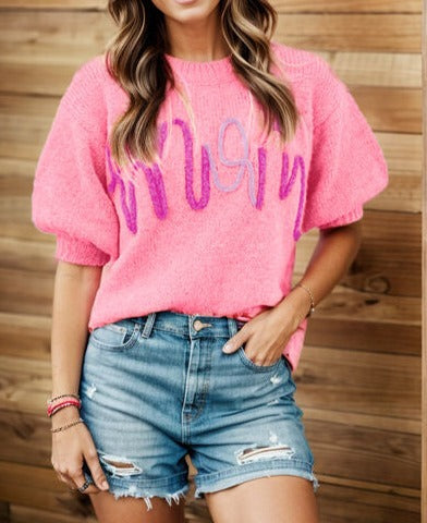 Love Mom Graphic Sweater - Cheeky Chic Boutique