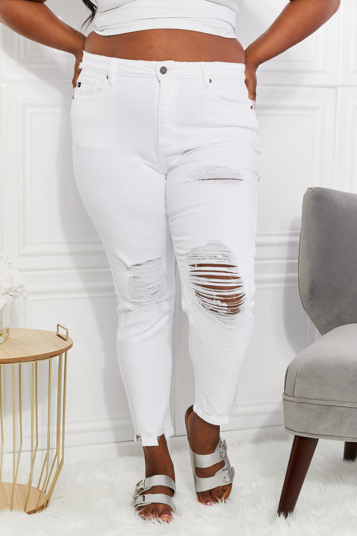 Kancan Full Size Juniper High Rise Slim Straight Distressed Jeans - Cheeky Chic Boutique