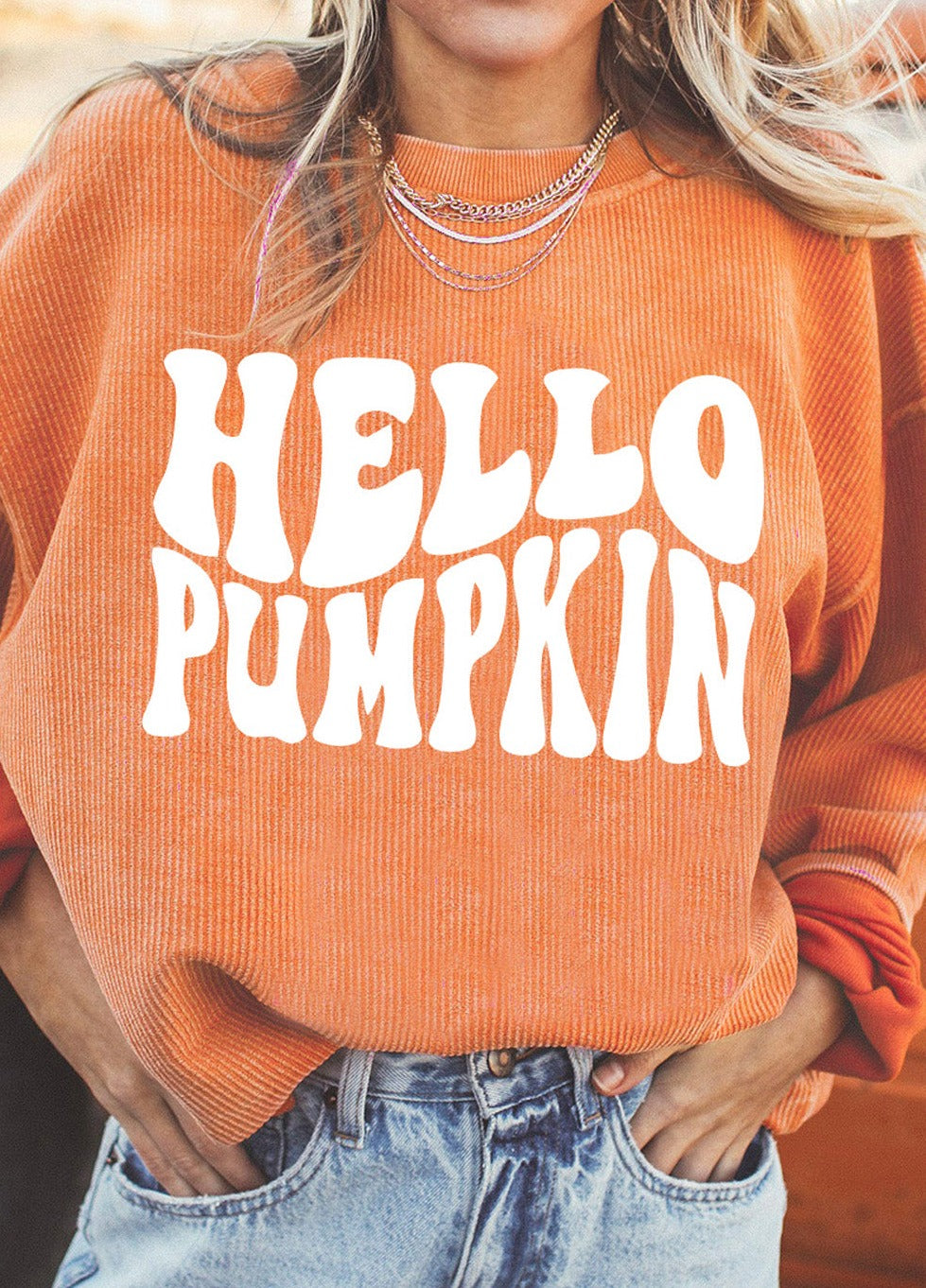 HELLO PUMPKIN Graphic Sweatshirt - Cheeky Chic Boutique