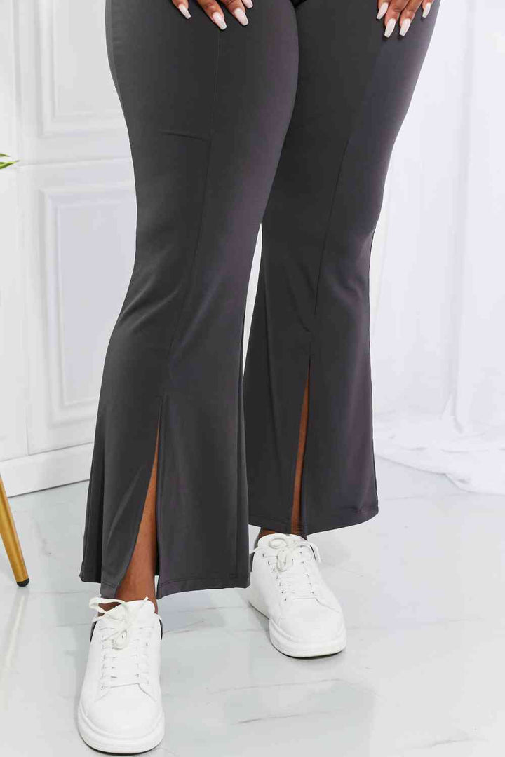Zenana Full Size First Class High Rise Slit Flare Pants - Cheeky Chic Boutique