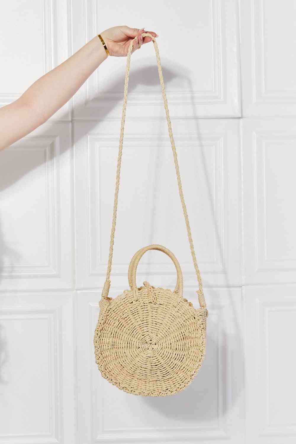Justin Taylor Feeling Cute Rounded Rattan Handbag in Ivory - Cheeky Chic Boutique