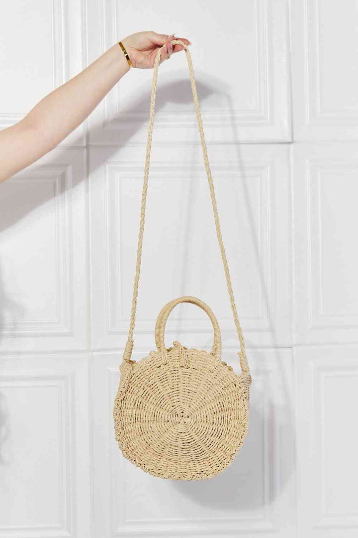 Justin Taylor Feeling Cute Rounded Rattan Handbag in Ivory - Cheeky Chic Boutique