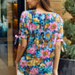 Petal Dew Full Size Floral V-Neck Tie Detail Blouse - Cheeky Chic Boutique