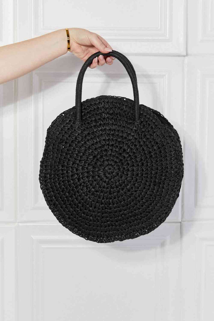 Justin Taylor Beach Date Straw Rattan Handbag in Black - Cheeky Chic Boutique