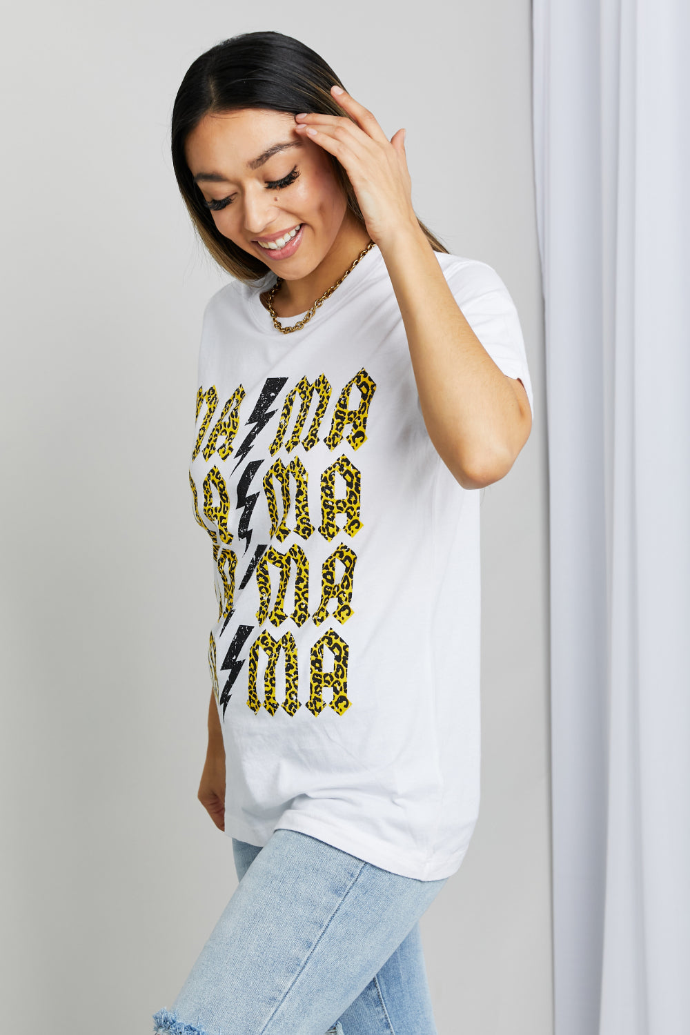 mineB Full Szie MAMA Leopard Lightning Graphic Tee - Cheeky Chic Boutique