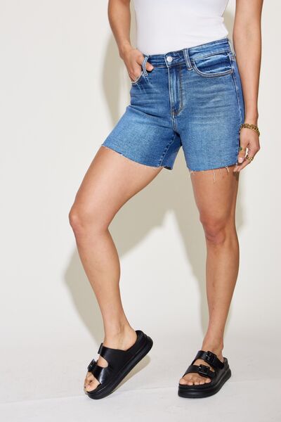 It's the Life Judy Blue Slim Denim Shorts - Cheeky Chic Boutique