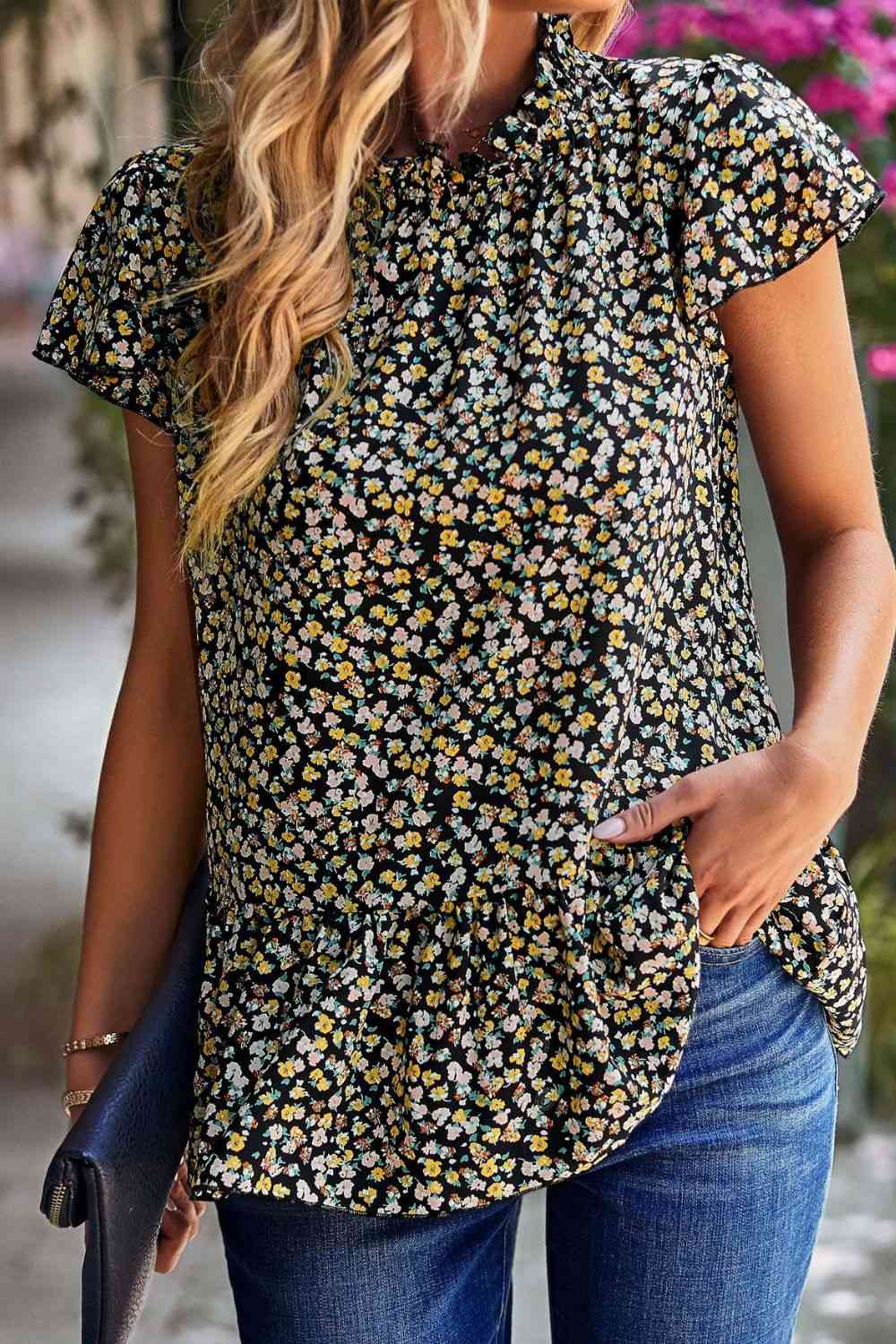 By Your Side Floral Blouse - Cheeky Chic Boutique