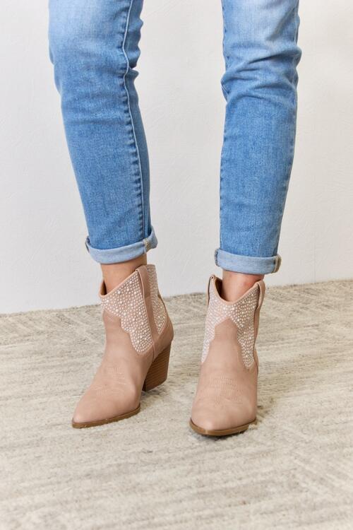 Small Town Girl Rhinestone Ankle Cowgirl Booties - Cheeky Chic Boutique