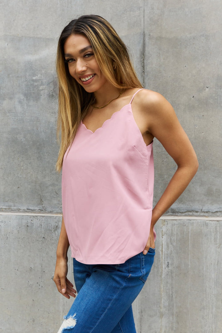 Sweet Lovely By Jen Full Size Scalloped Cami in Rosewood - Cheeky Chic Boutique
