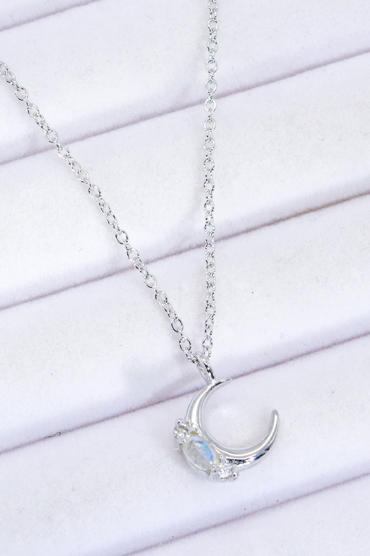 Natural Moonstone Moon Pendant Necklace - Cheeky Chic Boutique