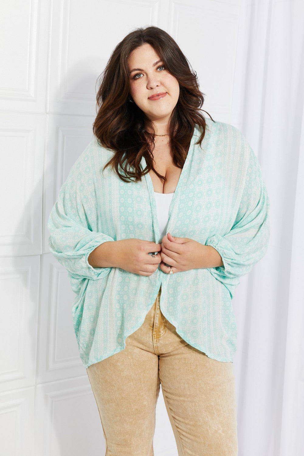 Culture Code Full Size Summer Song Dolman Sleeve Kimono - Cheeky Chic Boutique