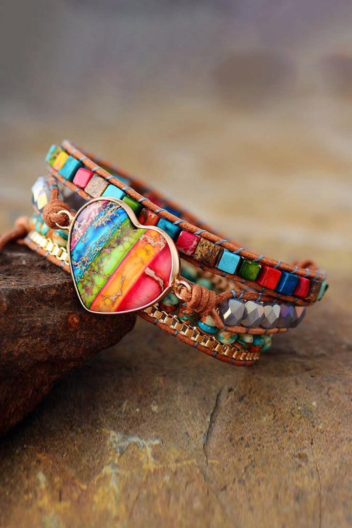 Imperial Jasper & Crystal Layered Bracelet - Cheeky Chic Boutique