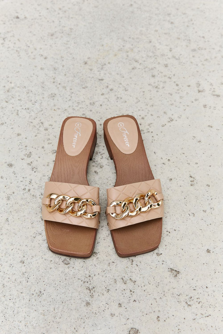 Better Than Before Nude Chain Clogs - Cheeky Chic Boutique
