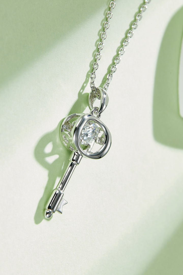 Bella Moissanite Key Pendant Necklace - Cheeky Chic Boutique