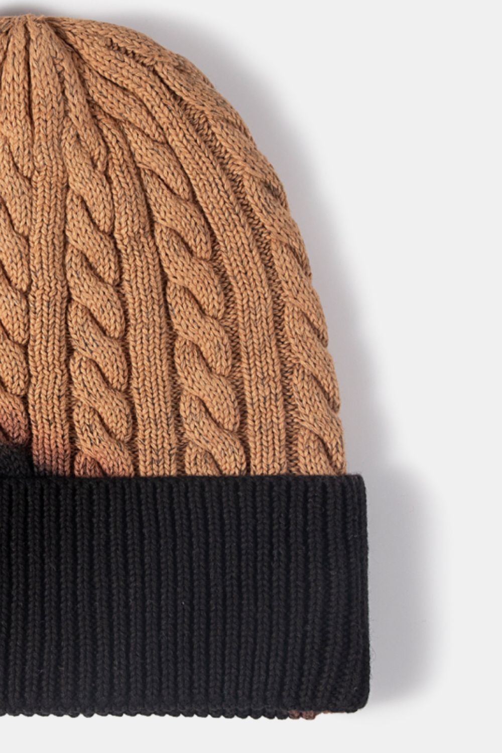 Contrast Tie-Dye Cable-Knit Cuffed Beanie - Cheeky Chic Boutique