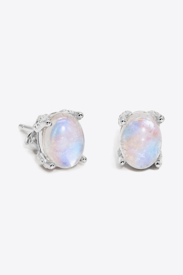 Natural Moonstone 4-Prong Stud Earrings - Cheeky Chic Boutique